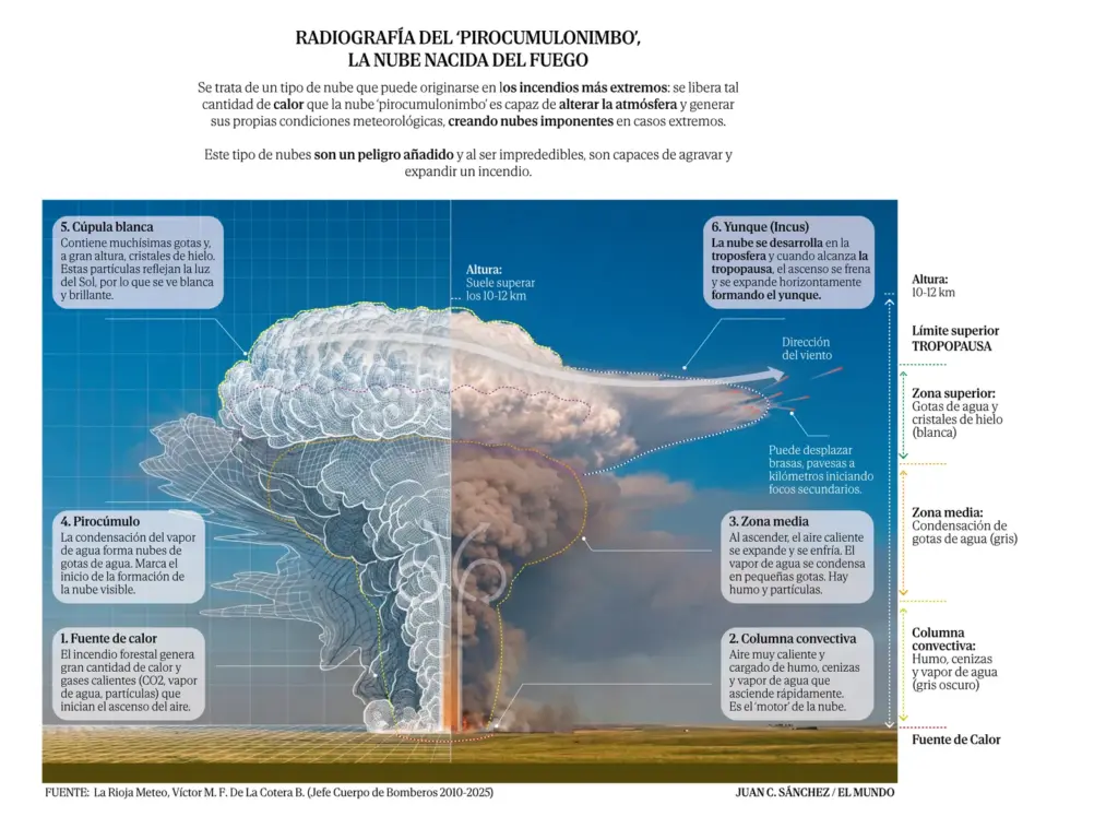 Pyrocumulonimbus, the monstrous cloud born from the fire itself that makes it unpredictable: "It's as if the fire had a life of its own"