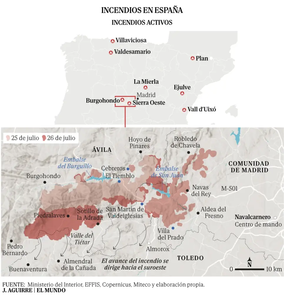 The exodus from uncontrolled fires: "We had never faced so many evacuations"