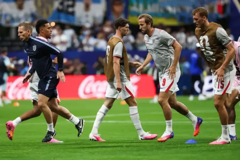 England players warming up