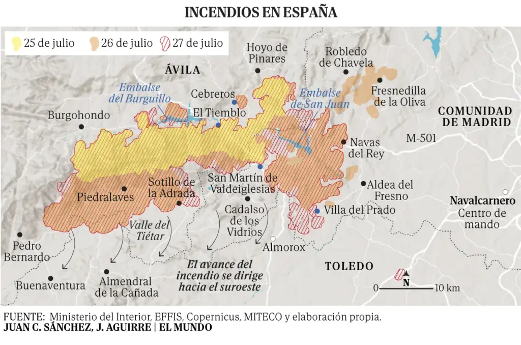 The great evacuation in the history of Spain: 73,000 people displaced by the fires devouring four provinces