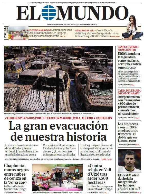 Cover of EL MUNDO on Tuesday, July 28, 2026