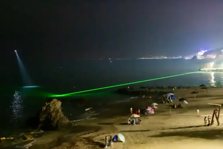 Security forces use lights and lasers to detect migrants at sea
