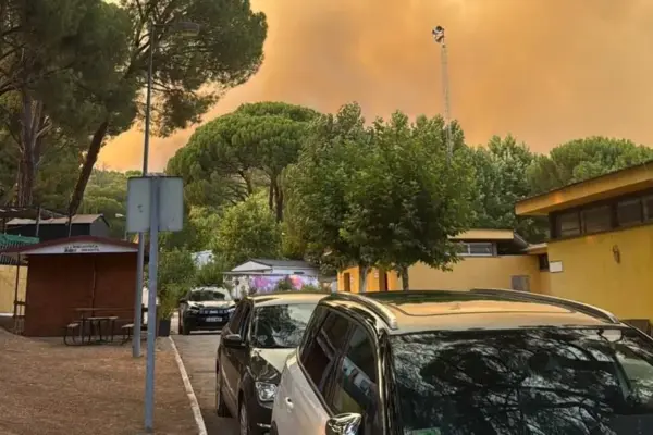 The Pelayos de la Presa campsite, two sides divided by a street after the fire: one side saved and the other, "devastated"