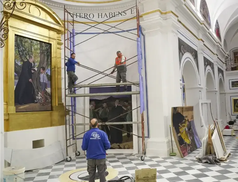 Works of the assembly of the Epistle Altarpiece in the Sanctuary of Saliente de Albox.
