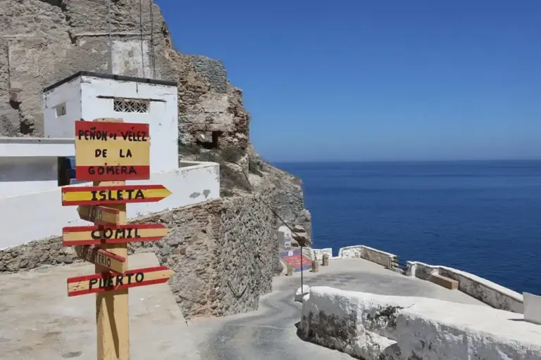 Signage at the Peñón de Vélez de la Gomera