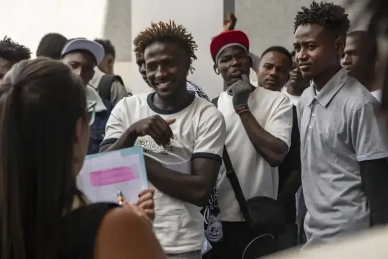 Group of sub-Saharan Africans, mostly from Sudan, who left for the peninsula aboard a ferry from Ceuta last Wednesday.