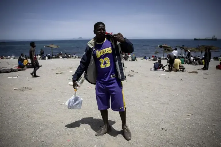 Mussa, from Mali, on the Trampolín beach in Ceuta.