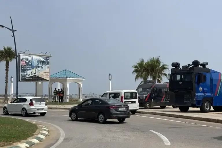Checkpoint established at the exit of Castillejos towards Ceuta, on Friday.