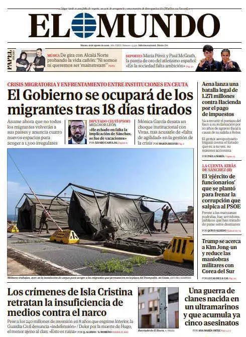 Cover of EL MUNDO on Tuesday, August 18, 2026
