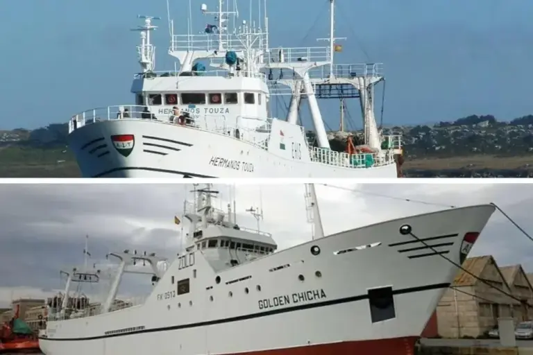 The Galician fleet is mainly focused on catching Patagonian squid, with vessels like 'Golden Chicha' and 'Hermanos Touza', from the company Chymar
