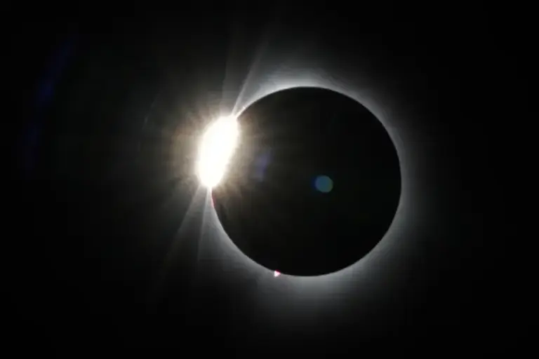 The diamond ring seen from Saddleback Mountain, USA on April 8, 2024