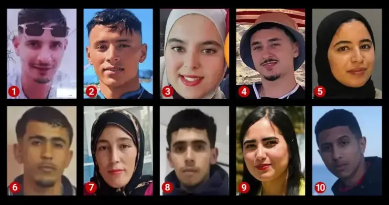 The missing in Ceuta. 1. Abdel Nasser Agad; 2. Abdellah Morchid; 3. Salma Makoh; 4. Abdul Latif; 5. Lamie Chlah; 6. Ahmed Saibari; 7. Fadoua Roudi; 8. Abdi-Moez Sabban; 9. Fátima Zahra; 10. Abdullah Al-Hafi.