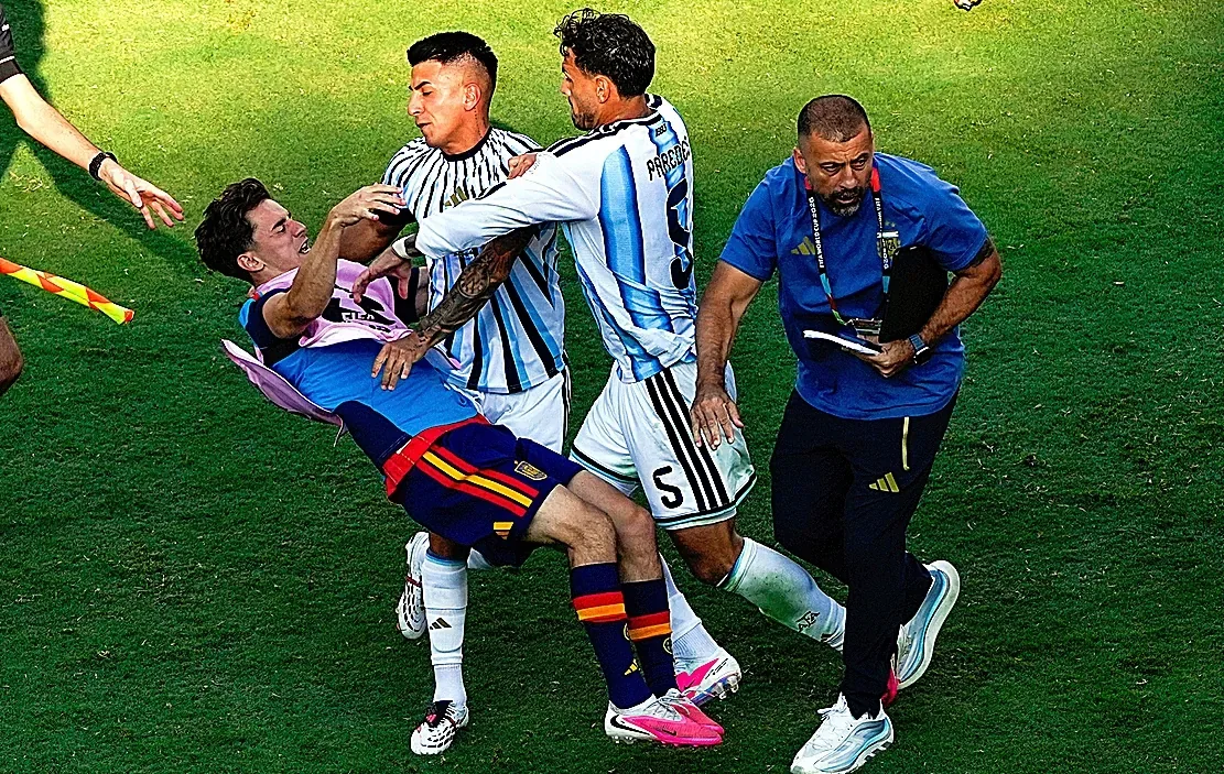 FIFA sanctions Paredes with 10 matches, Molina with seven, Ayala with three, Almada with one, and Gavi with one for the assaults after the World Cup final