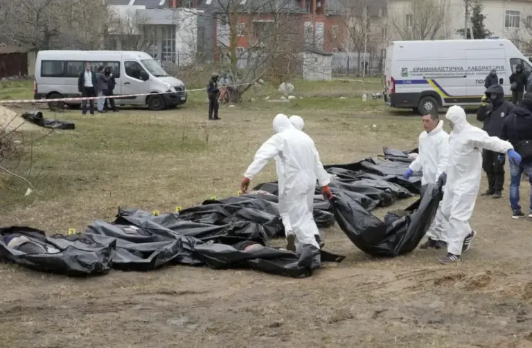 Bodies in the Ukrainian town of Bucha after the 2022 massacre.