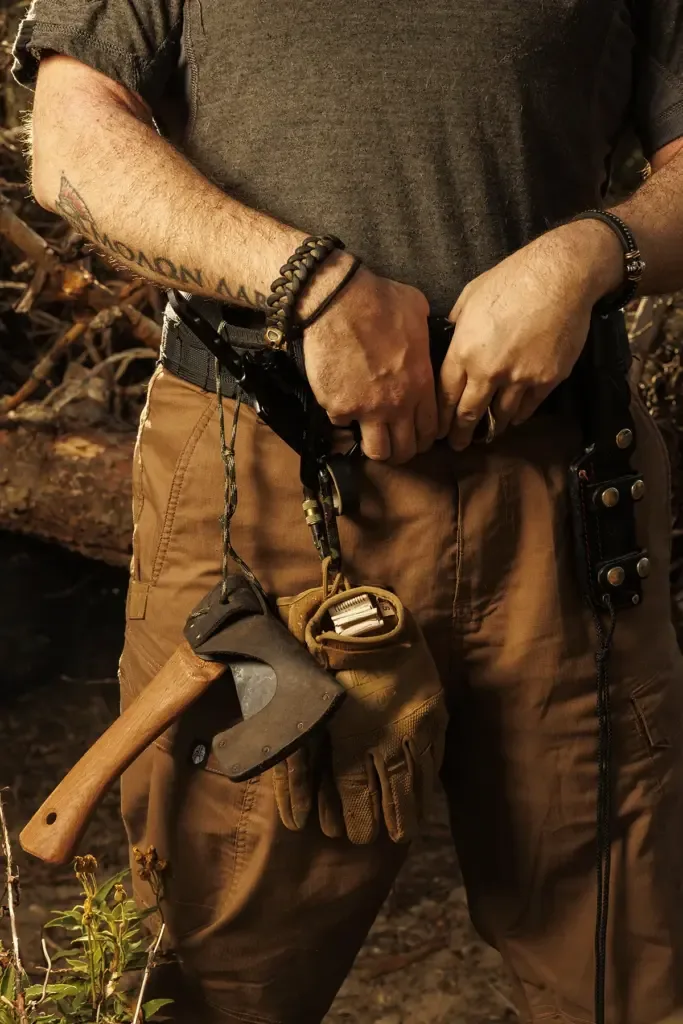 In Presa’s backpack there is always water, batteries, and some weapon.