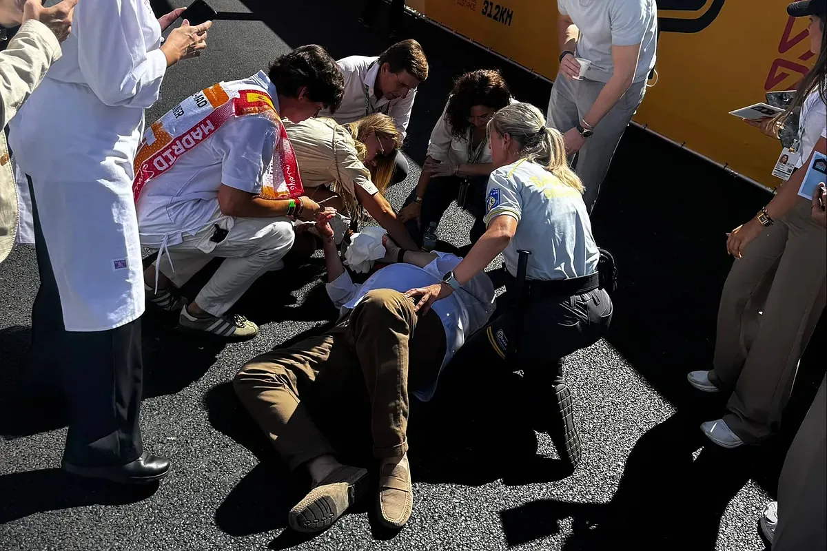 Ayuso and Almeida star in one of the day's images in Madring by attending to a guest who had fainted