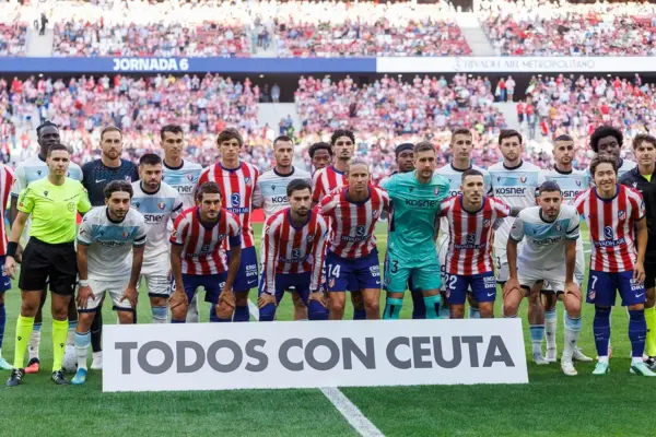 Atlético de Madrid and Osasuna display a banner in support of Ceuta following the controversy with Mbappé, Vinicius, and Konaté
