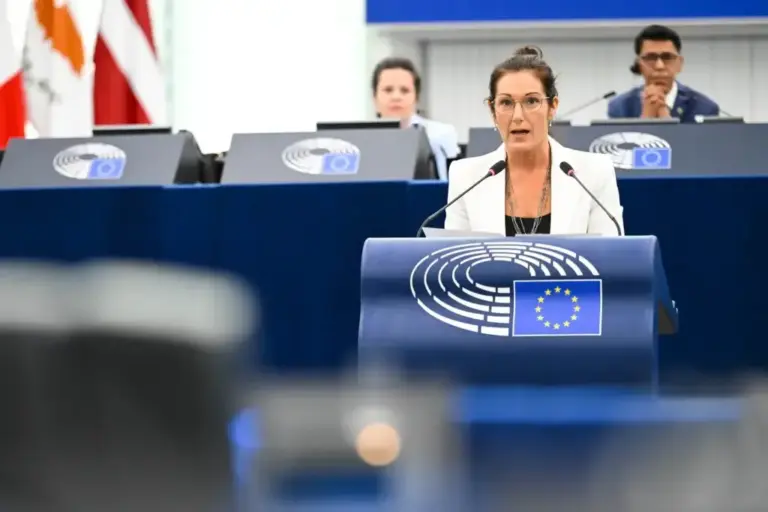 PNV MEP Oihane Agirregoitia during the plenary in which she revealed the sending of the email by Morocco.