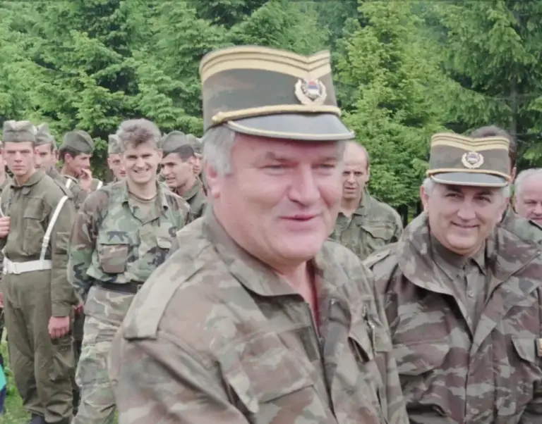 Archive photo of the Serbian general with his troops in Han Pijesak.